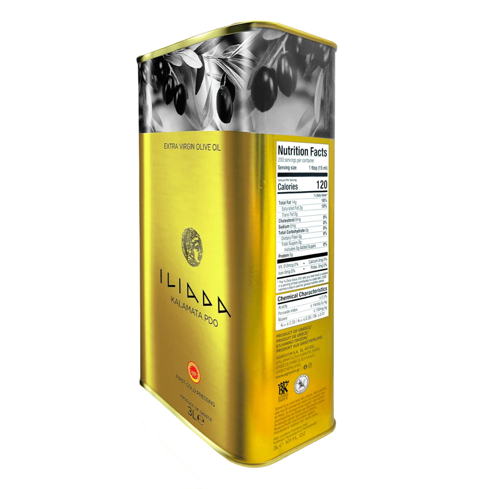 Iliada Kalamata Extra Virgin Olive Oil PDO, 3 Liters - Image 3